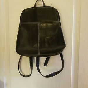 Black FOLeather Stitched Backpack